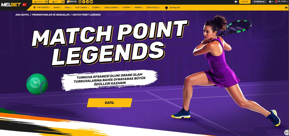 Melbet Match Point Legends kampanyası: Grand Slam turnuvalarında ödüller