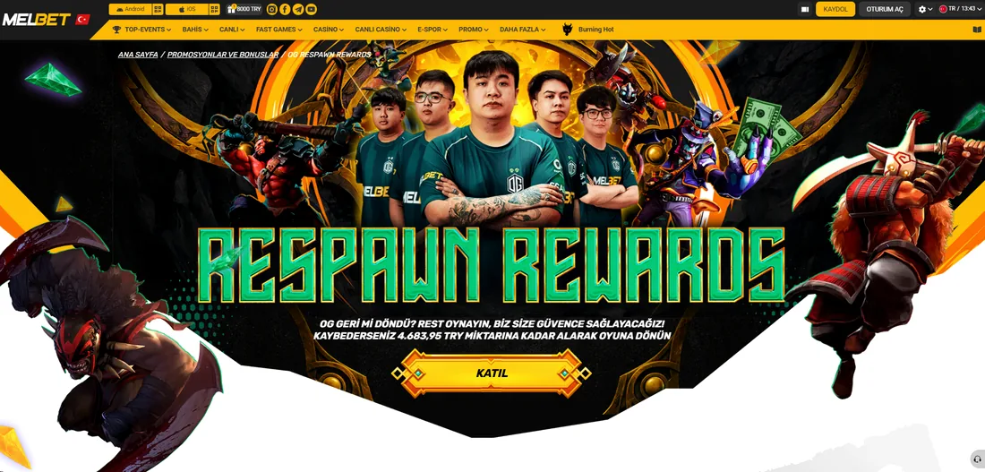 Melbet OG Respawn Rewards kampanyası: 4.500 TRY tutarına kadar kayıp iadesi