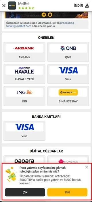 Hoş geldin paketi etkinleşme ekran görünümü